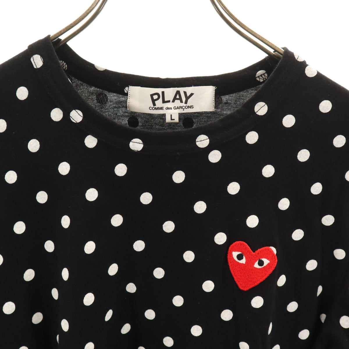 PLAY COMME des GARCONS プレイコムデギャルソン ドット柄 長袖 Tシャツ L ブラック ロンT レディース