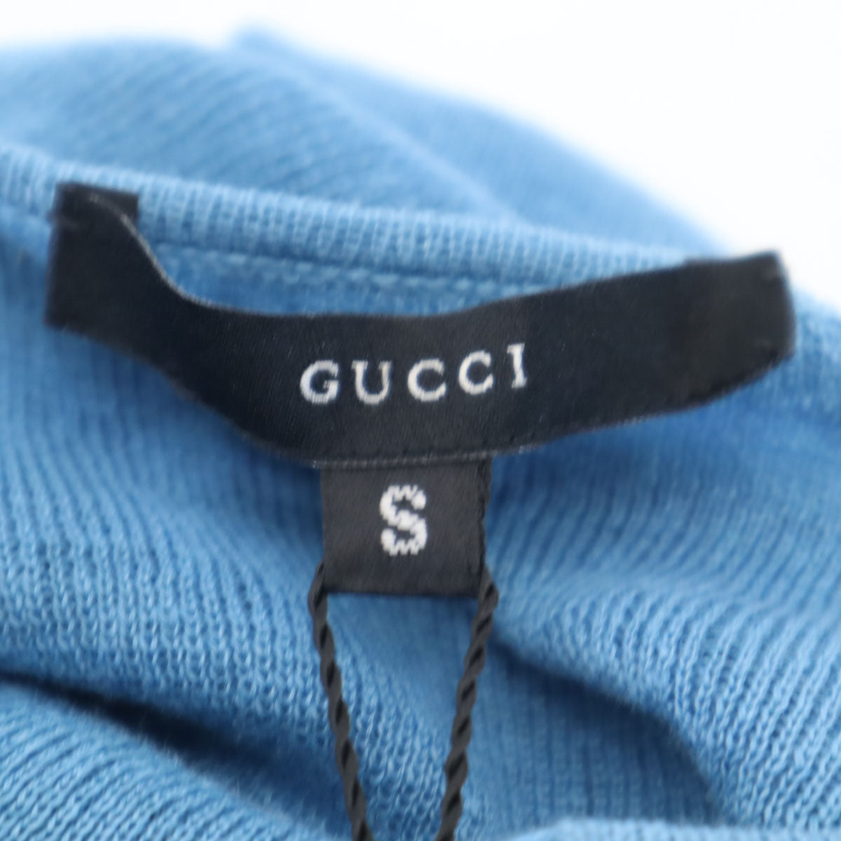 未使用 GUCCI グッチ イタリア製 リネン 長袖 ニット S ブルー レディース