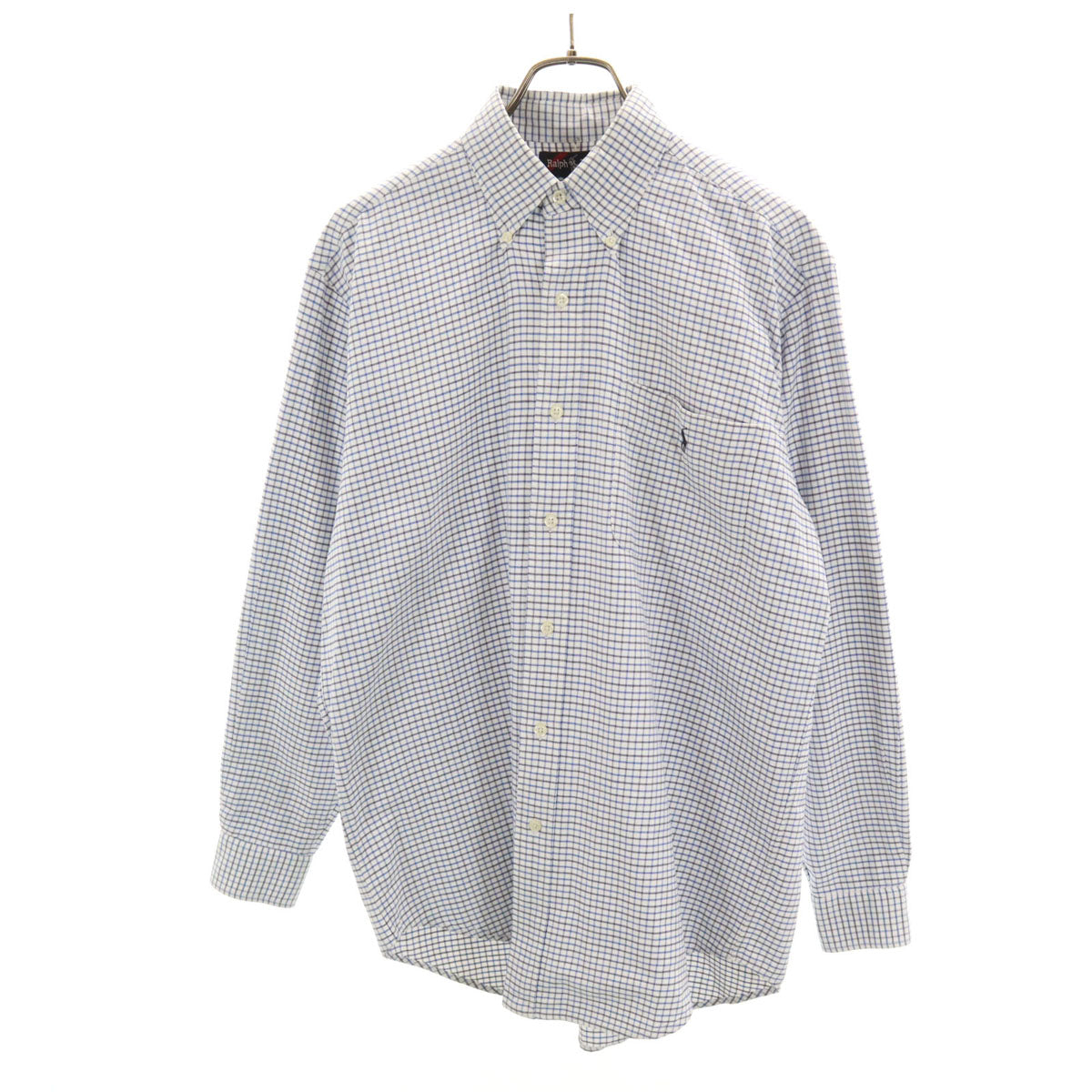 RALPH LAUREN ラルフローレン 90s BIG SHIRT オールド チェック柄 長袖 シャツ S ブルー メンズ