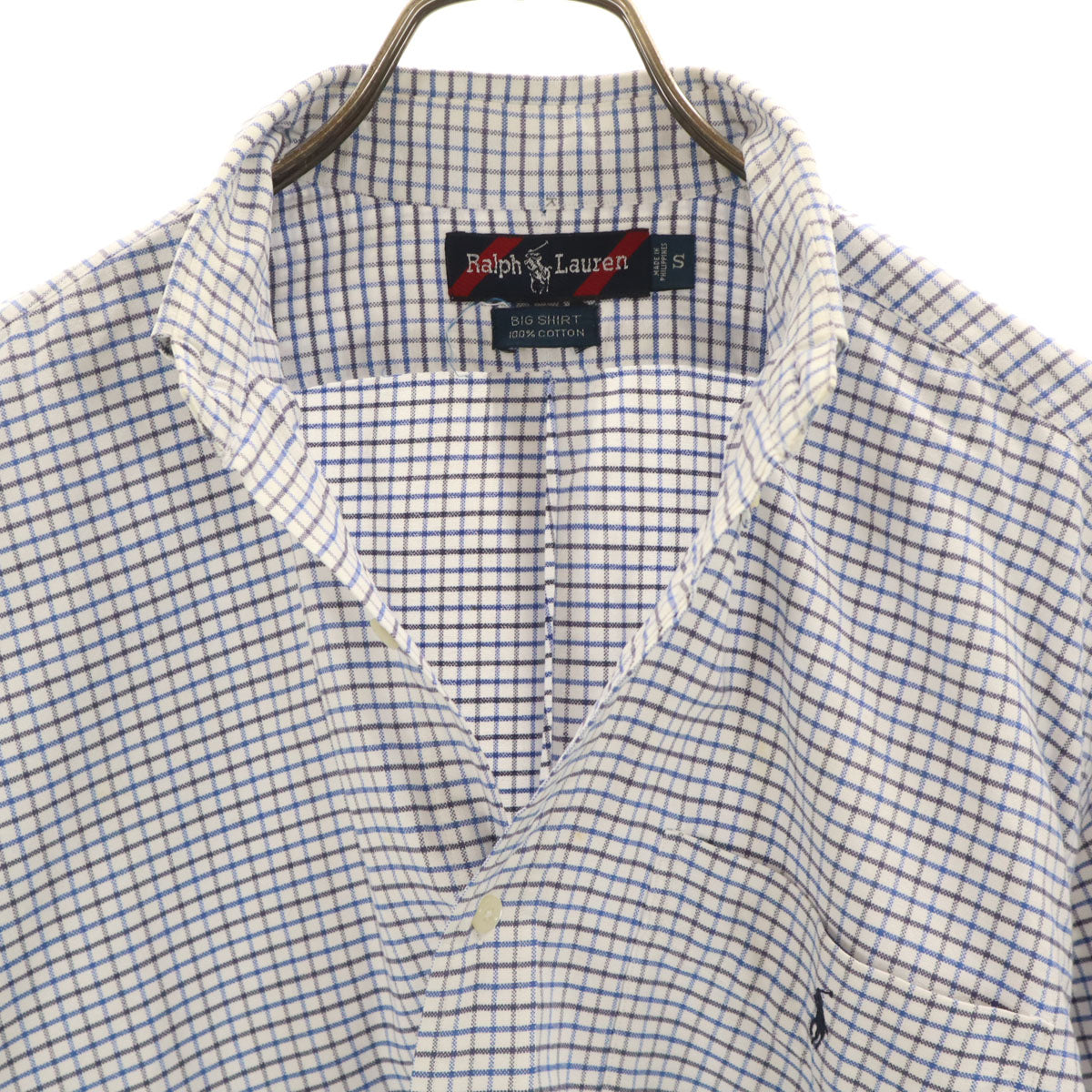 RALPH LAUREN ラルフローレン 90s BIG SHIRT オールド チェック柄 長袖 シャツ S ブルー メンズ