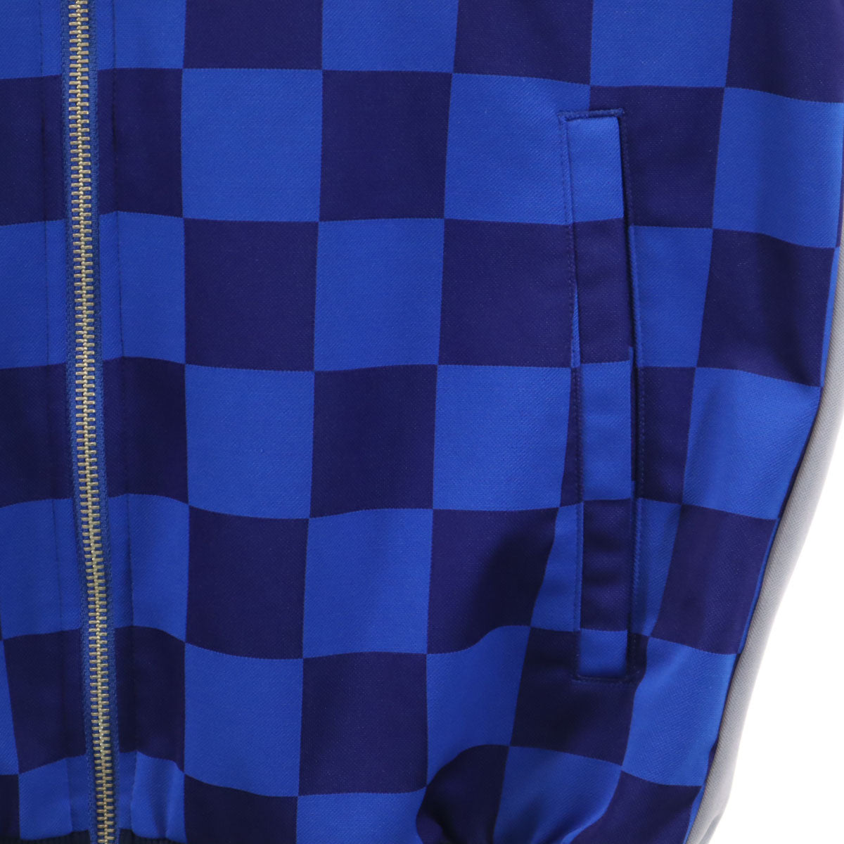adidas アディダス チェック ジャージジャケット M ブルー系 3ライン メンズ