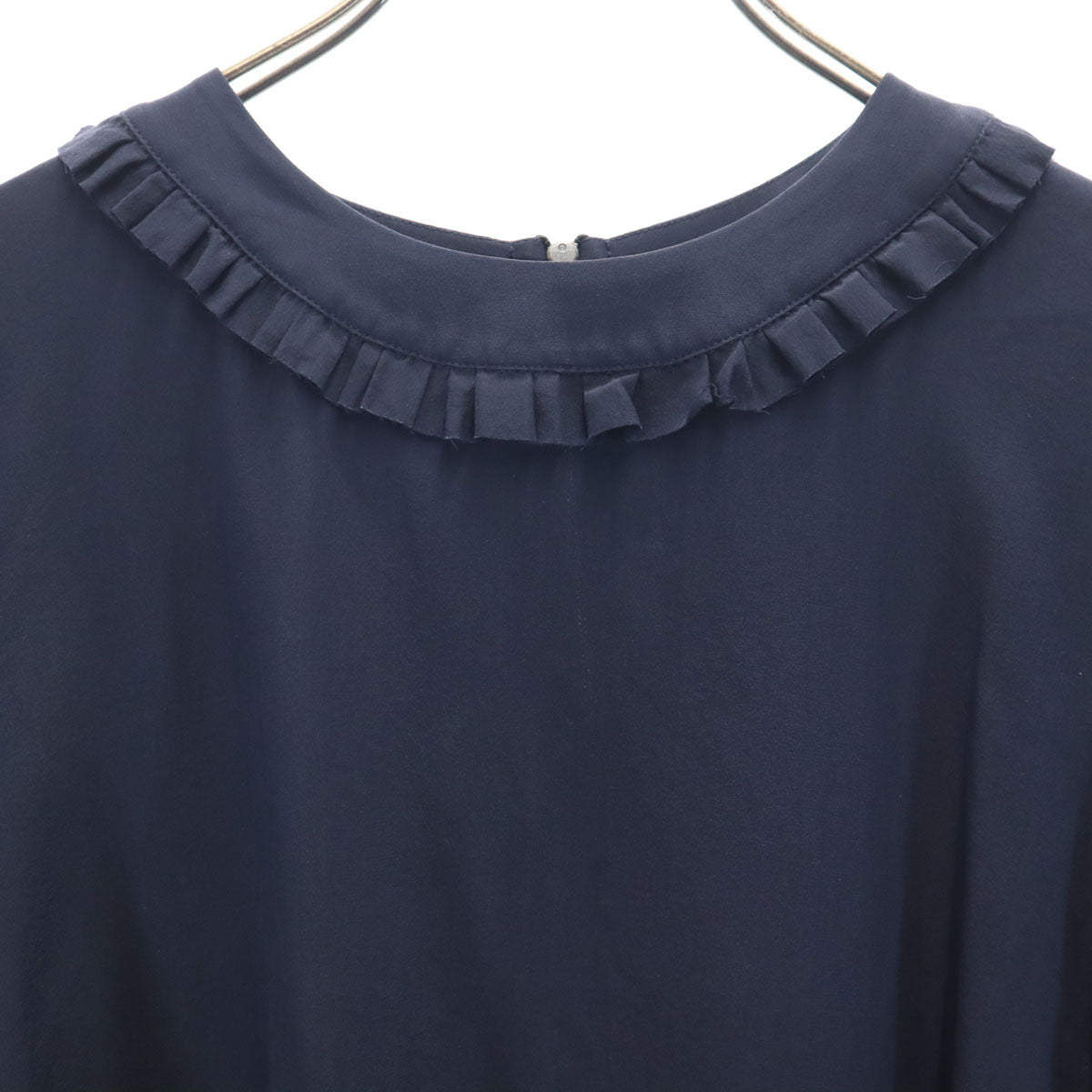 MARNI マルニ ポルトガル製 シルク 長袖 ブラウス 38 ネイビー シャツ レディース