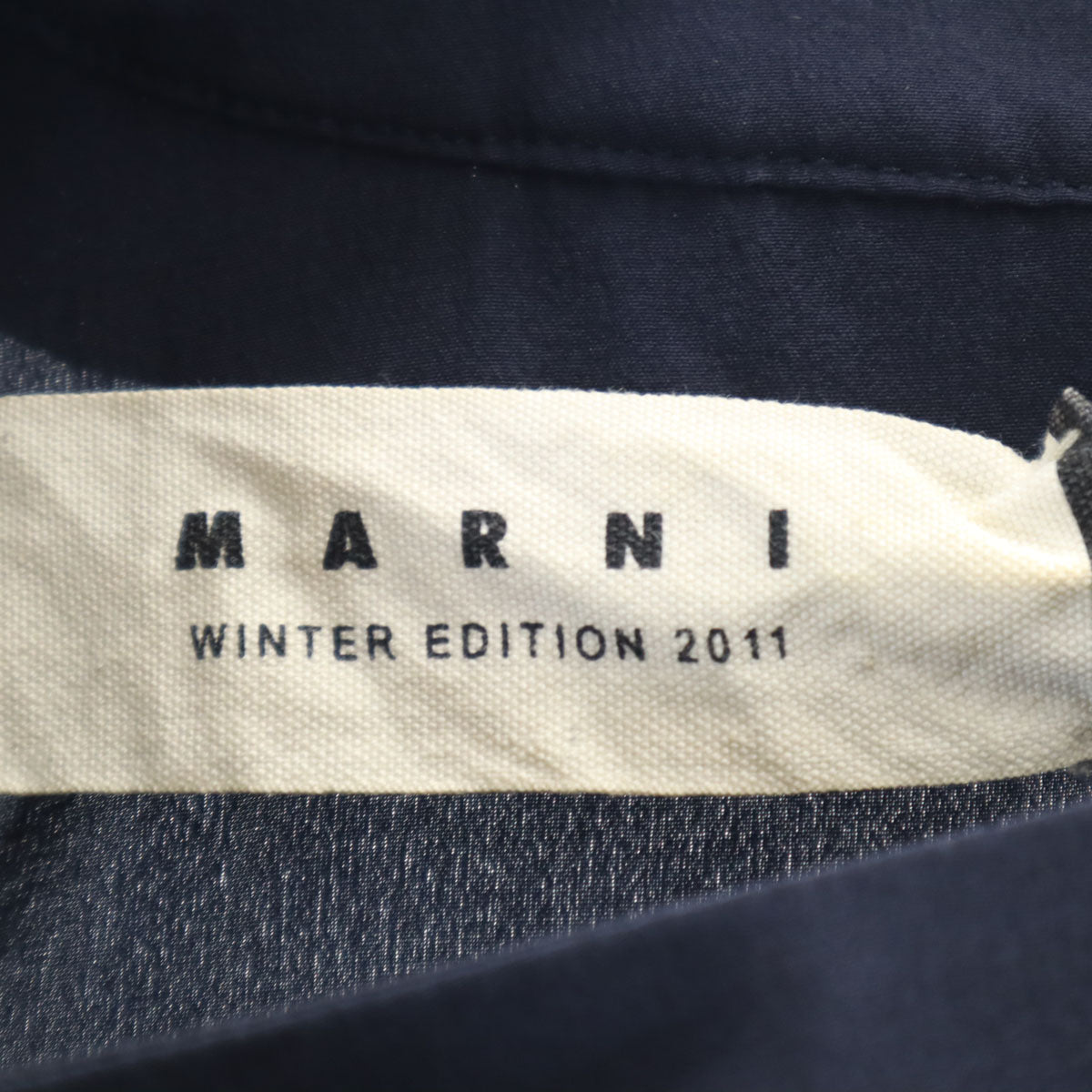 MARNI マルニ ポルトガル製 シルク 長袖 ブラウス 38 ネイビー シャツ レディース