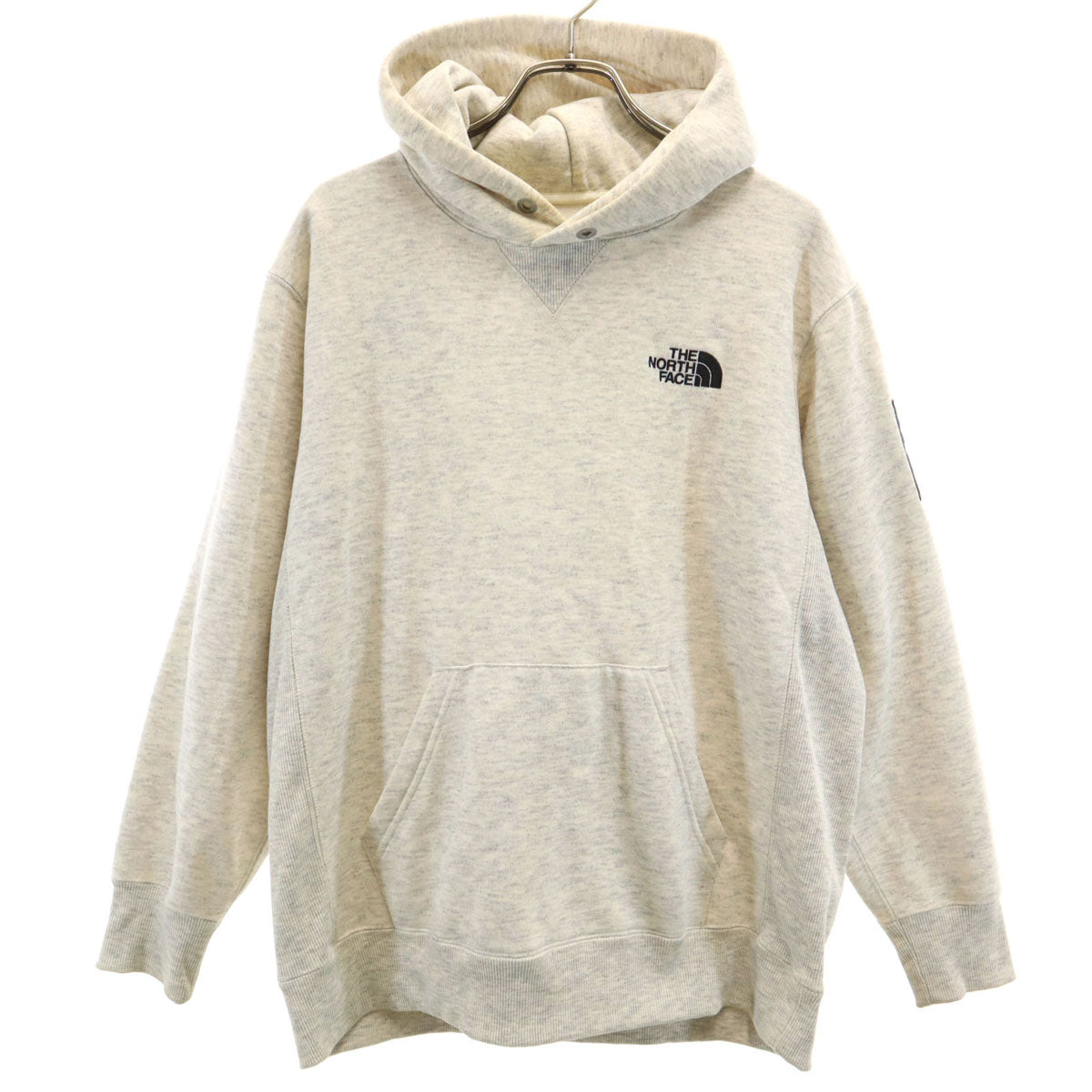 THE NORTH FACE ノースフェイス スクエアロゴ 長袖 スウェットパーカー M オートミール NT62039 アウトドア 裏起毛 メンズ