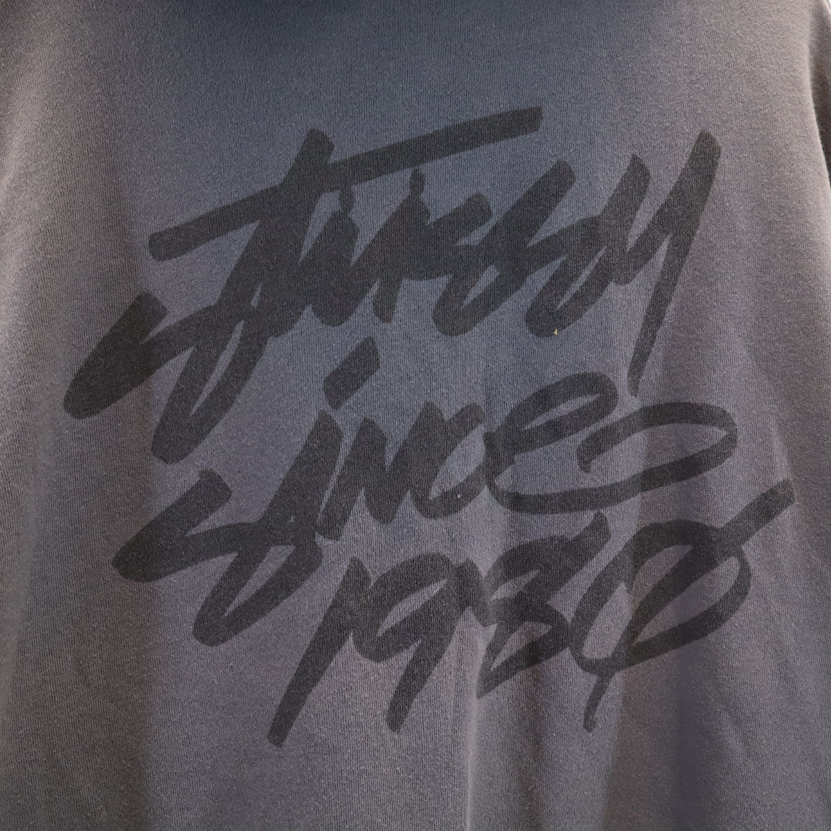 STUSSY ステューシー USA製 バックロゴ 長袖 スウェットパーカー L チャコールグレー メンズ