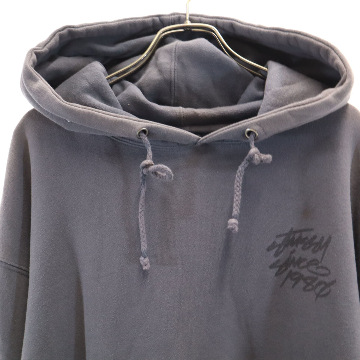 STUSSY ステューシー USA製 バックロゴ 長袖 スウェットパーカー L チャコールグレー メンズ