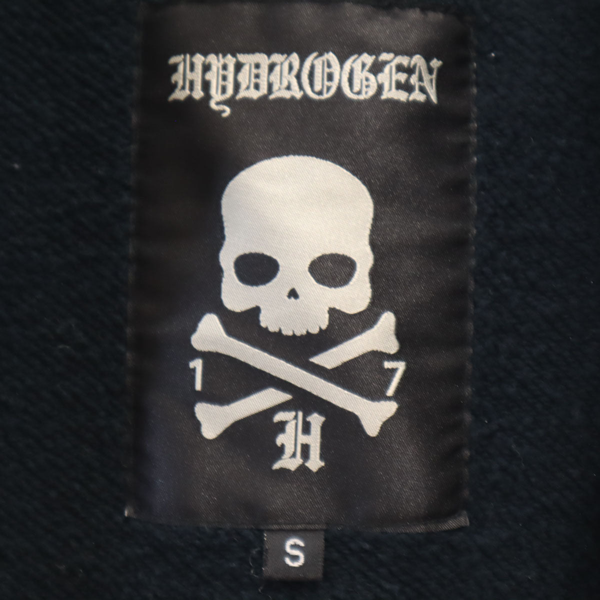 HYDROGEN ハイドロゲン スカル刺繍 ヴィンテージ加工 スウェット ジップジャケット S ブラック系 ドクロ メンズ