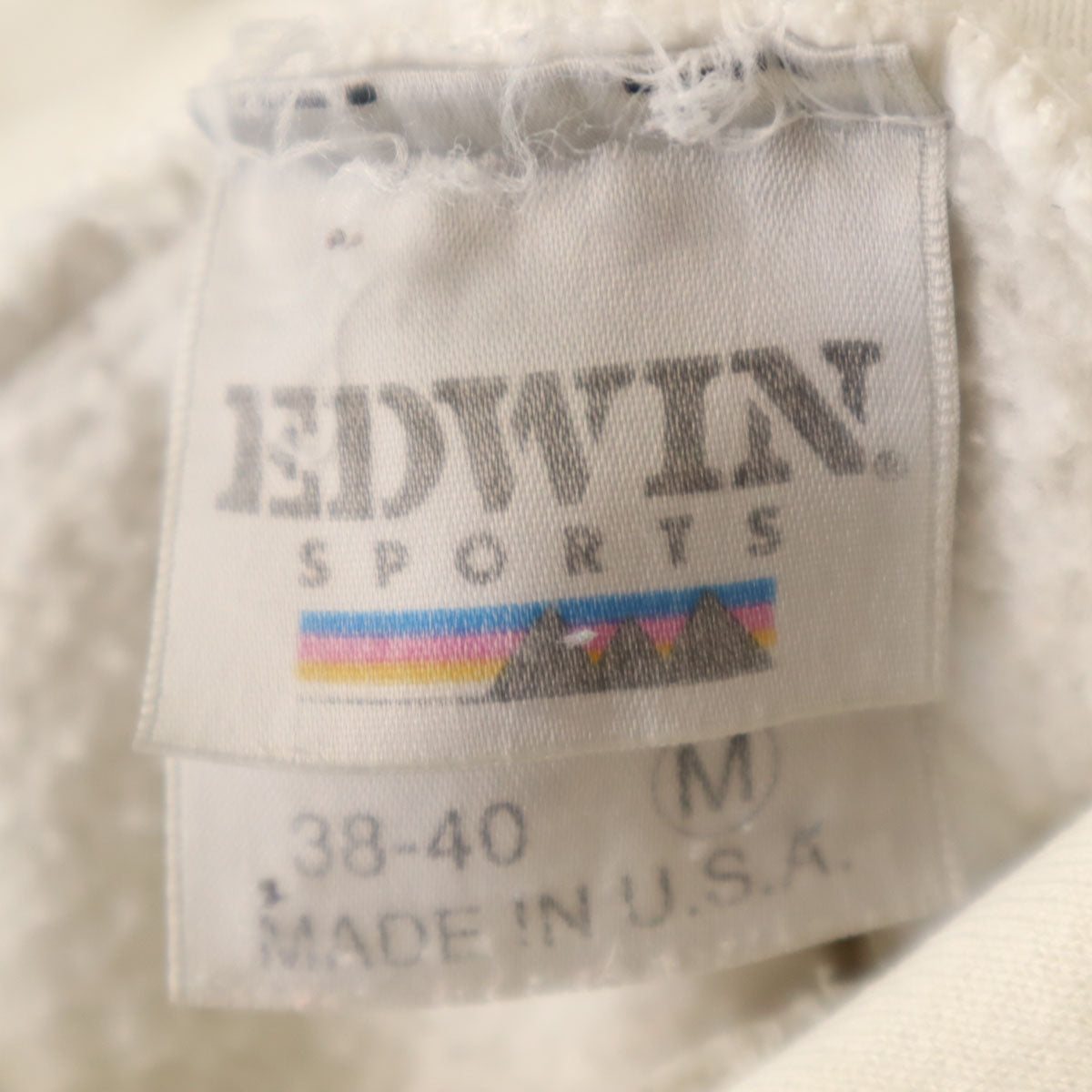 EDWIN エドウィン 90s USA製 オールド 長袖 スウェットパーカー M ホワイト 裏起毛 メンズ
