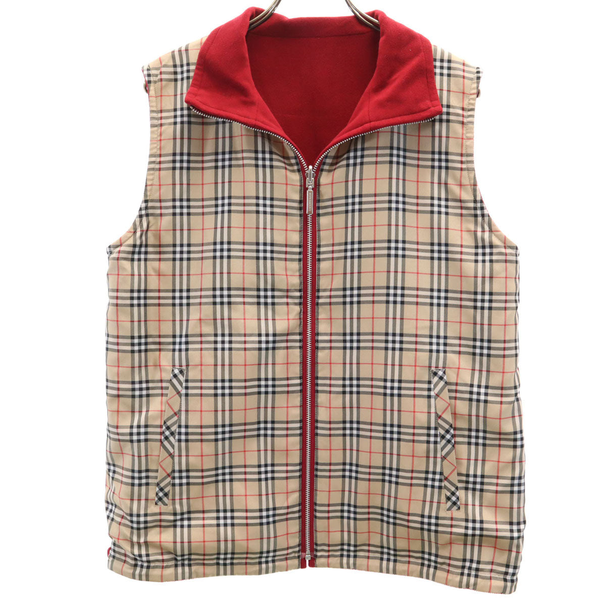 美品 BURBERRY GOLF バーバリーゴルフ ノバチェック リバーシブル ベスト L ベージュ メンズ