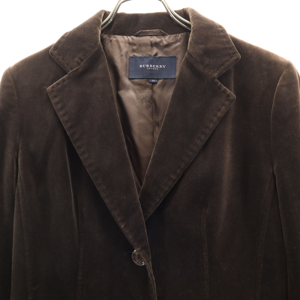 BURBERRY LONDON バーバリーロンドン 日本製 ベロア テーラードジャケット 40 ブラウン 三陽商会 レディース