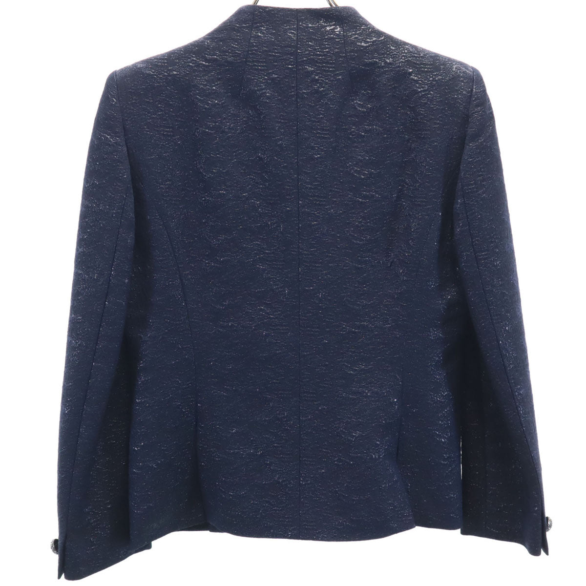GIVENCHY ジバンシィ 90s 日本製 オールド 総柄 ノーカラージャケット 10 ネイビー フォーマル レディース