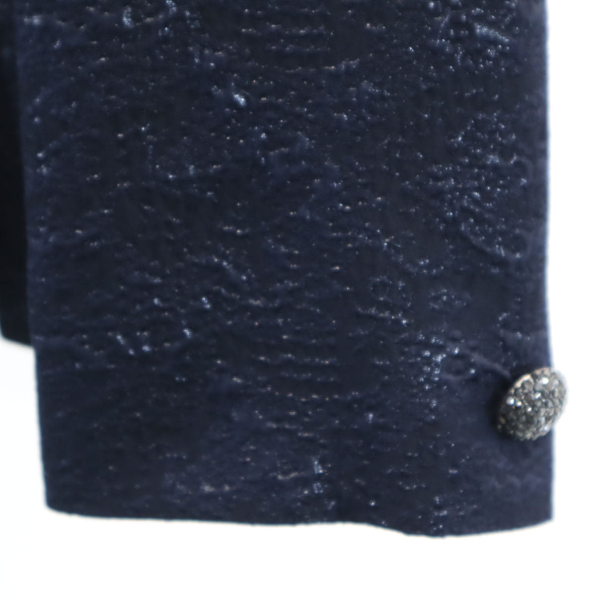 GIVENCHY ジバンシィ 90s 日本製 オールド 総柄 ノーカラージャケット 10 ネイビー フォーマル レディース