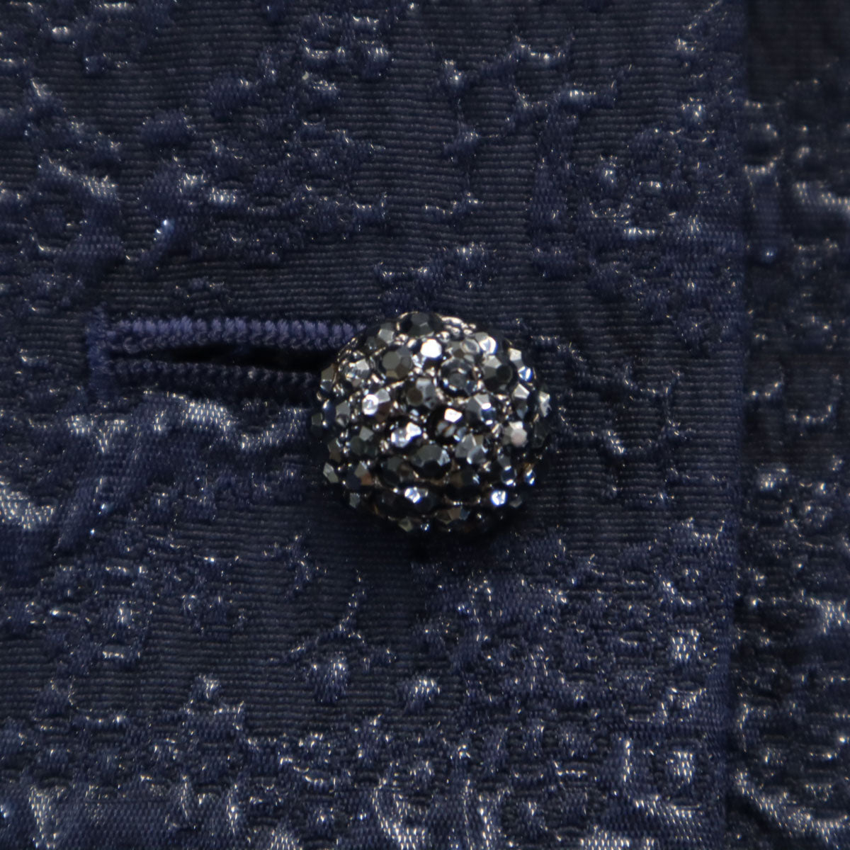 GIVENCHY ジバンシィ 90s 日本製 オールド 総柄 ノーカラージャケット 10 ネイビー フォーマル レディース