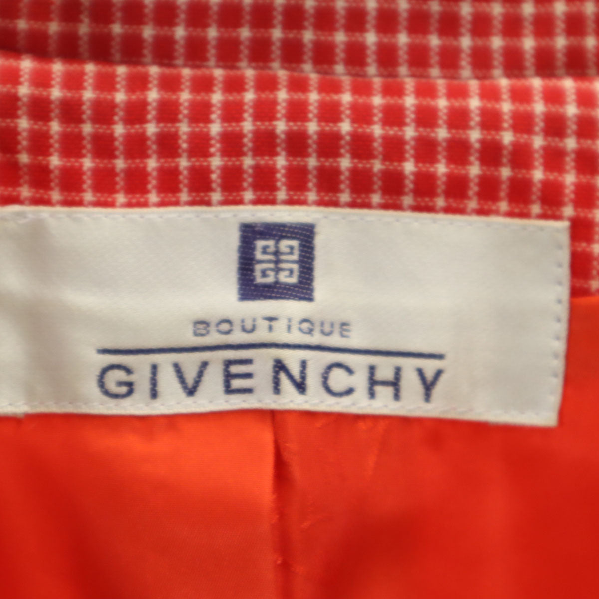 GIVENCHY ジバンシィ 90s オールド チェック柄 テーラードジャケット 38 レッド レディース