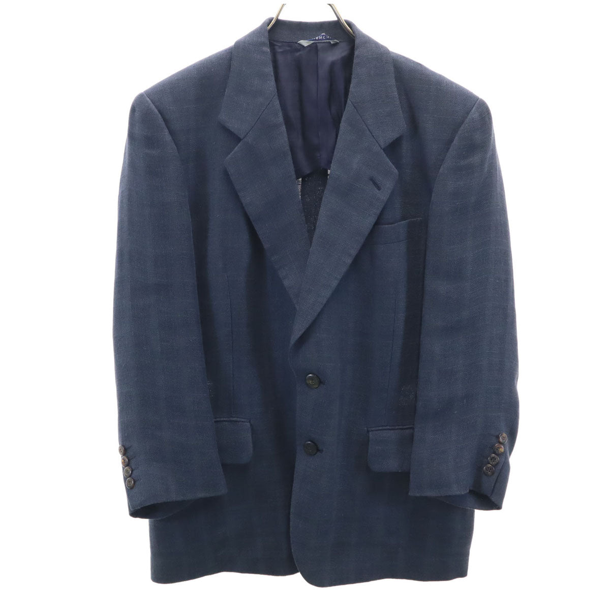 GIVENCHY ジバンシィ 90s リネン オールド チェック柄 テーラードジャケット S チャコール メンズ