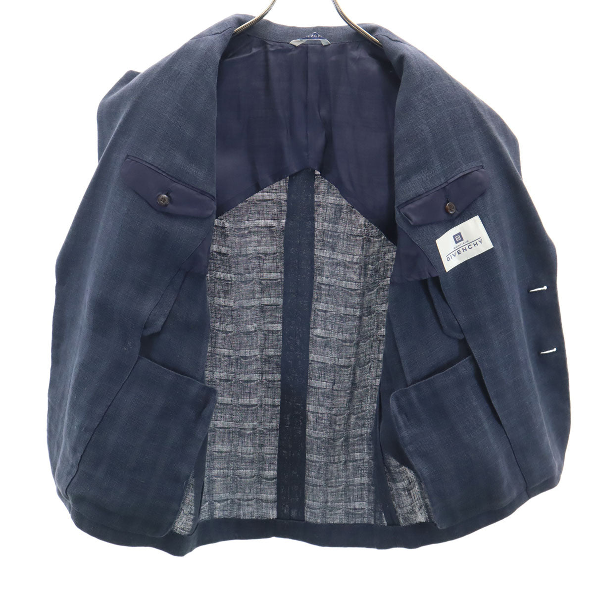 GIVENCHY ジバンシィ 90s リネン オールド チェック柄 テーラードジャケット S チャコール メンズ
