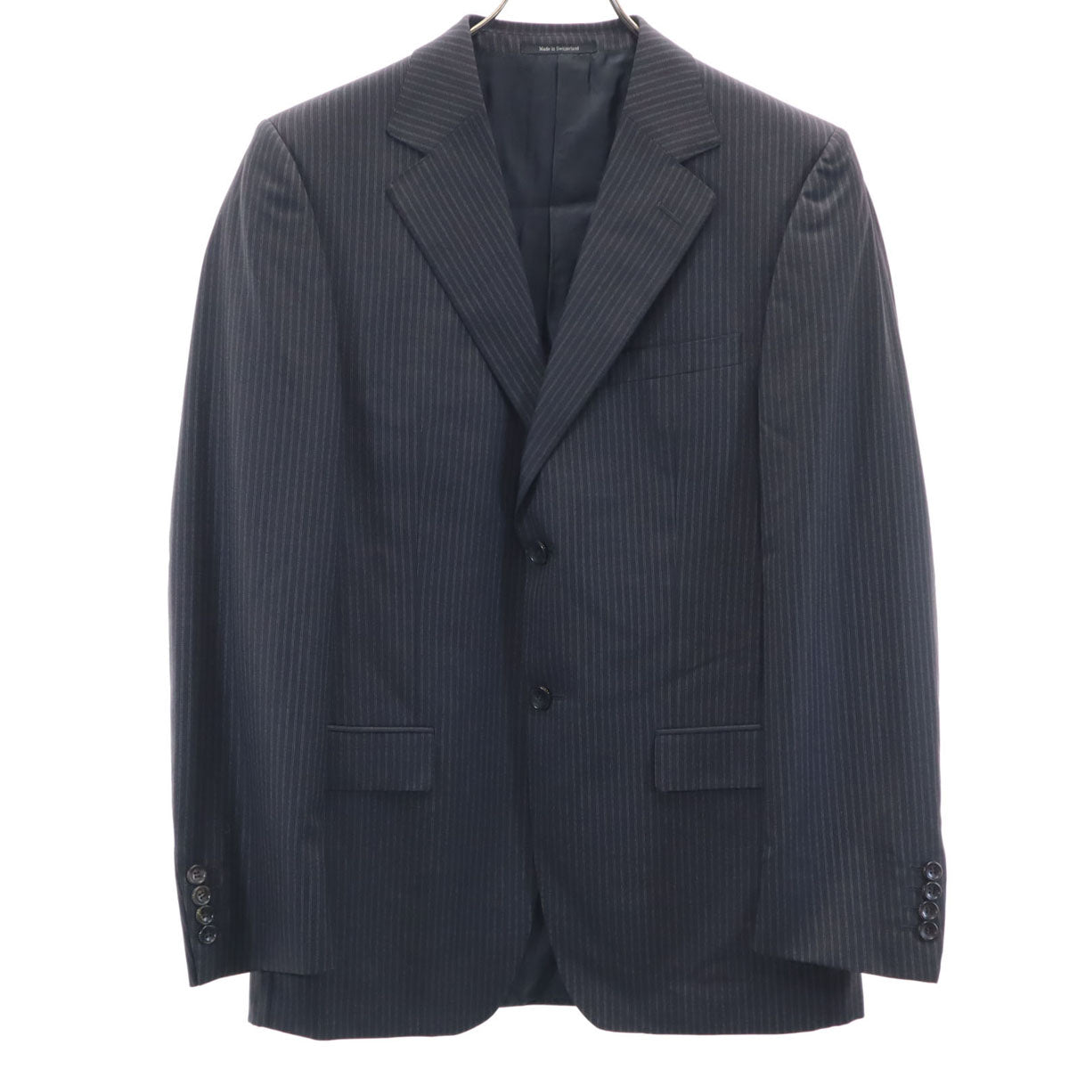 GUCCI グッチ スイス製 ストライプ柄 テーラードジャケット 48 チャコール メンズ