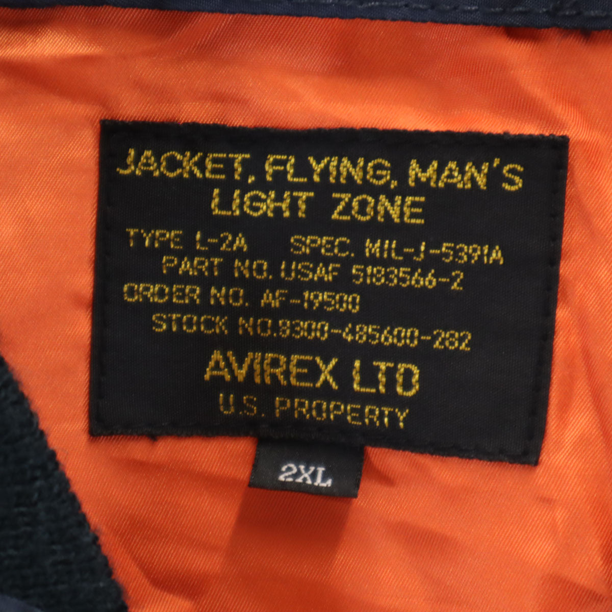 AVIREX アヴィレックス L-2A フライトジャケット 2XL ネイビー メンズ