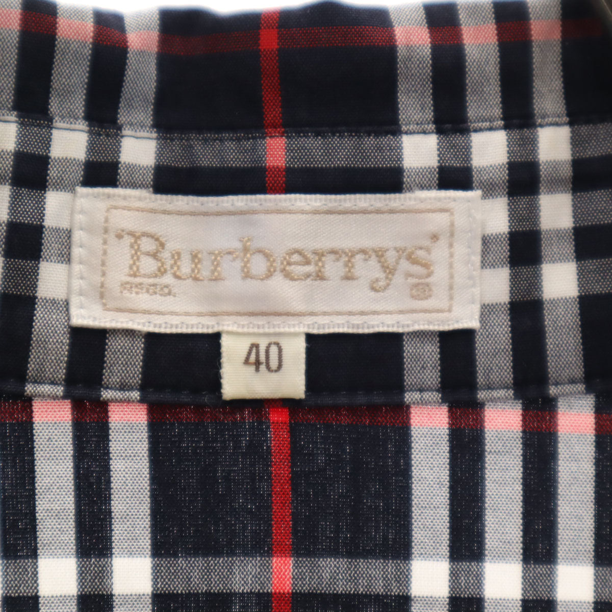 Burberrys バーバリーズ 90s オールド チェック柄 長袖 コットンシャツ 40 ネイビー 三陽商会 レディース