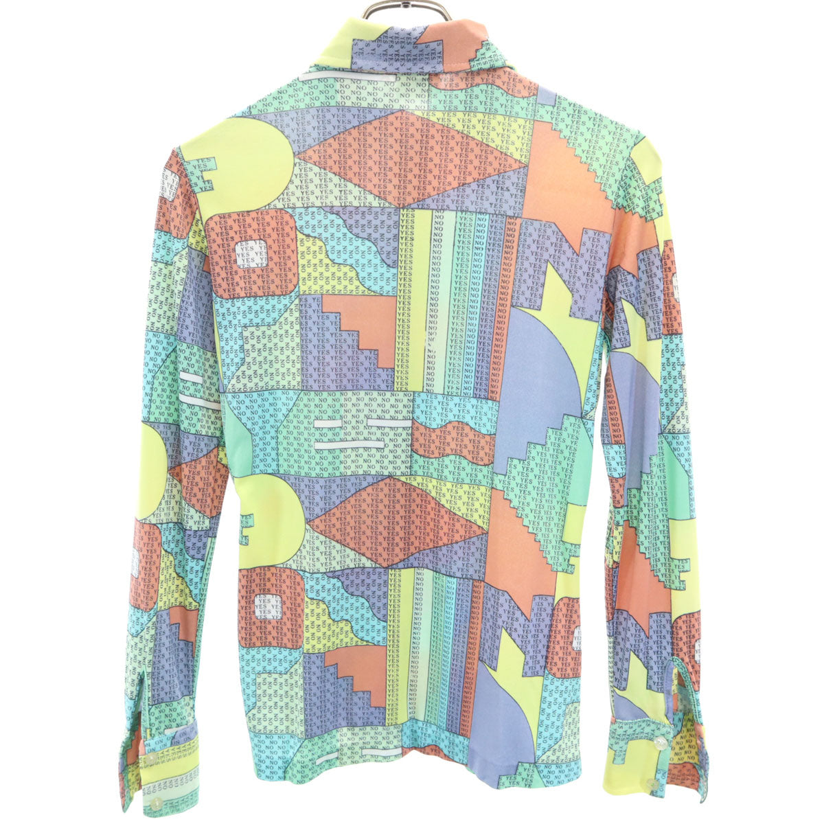 EAST 70s ヴィンテージ 総柄 長袖 シャツ グリーン系 ストレッチ レディース