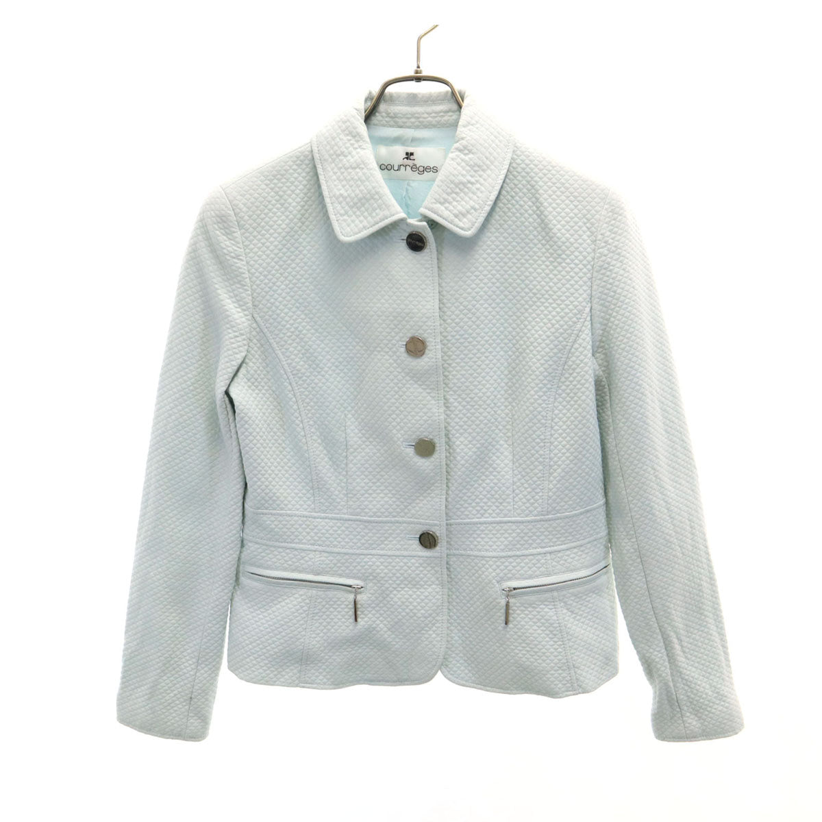 courreges クレージュ 日本製 キルティングジャケット 11AR ライトブルー レディース