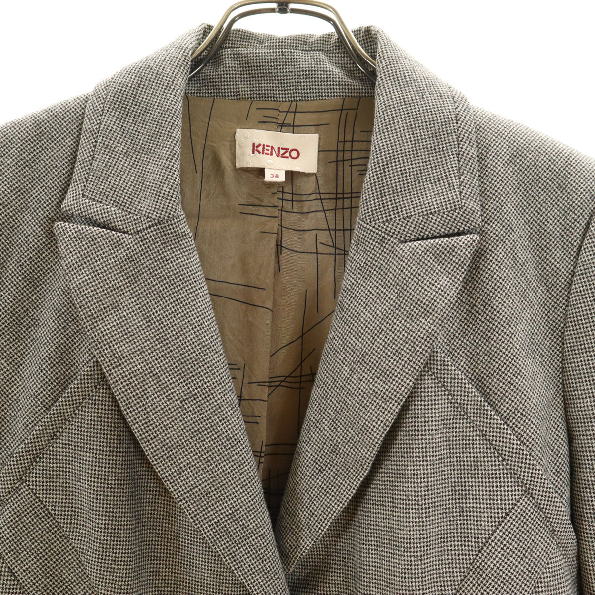 KENZO ケンゾー スロバキア製 ウールブレンド テーラードジャケット 上下 セットアップ 38 ブラック 他 レディース