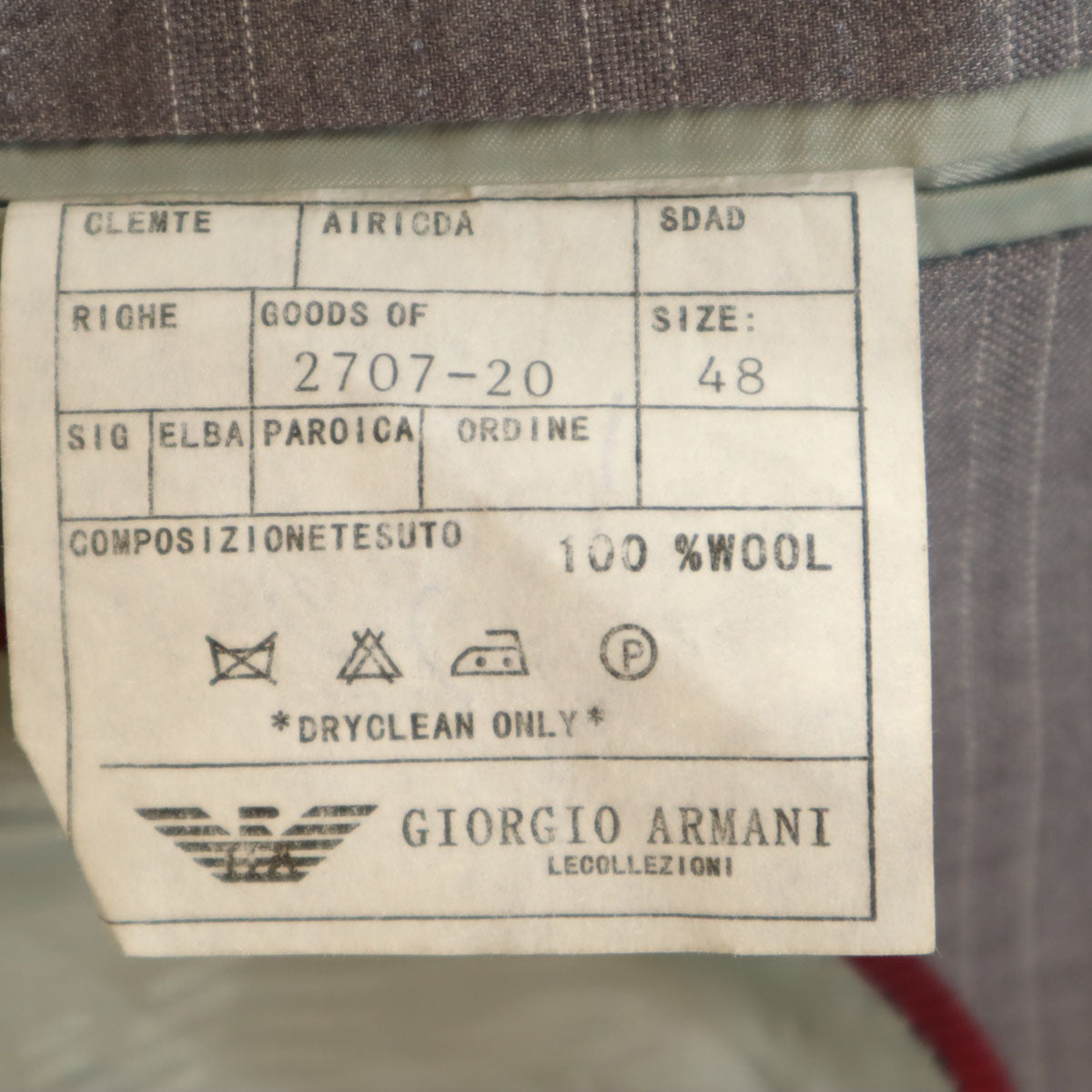 GIORGIO ARMANI ジョルジオアルマーニ 90s オールド スーツ 上下 セットアップ 48/32 グレー メンズ