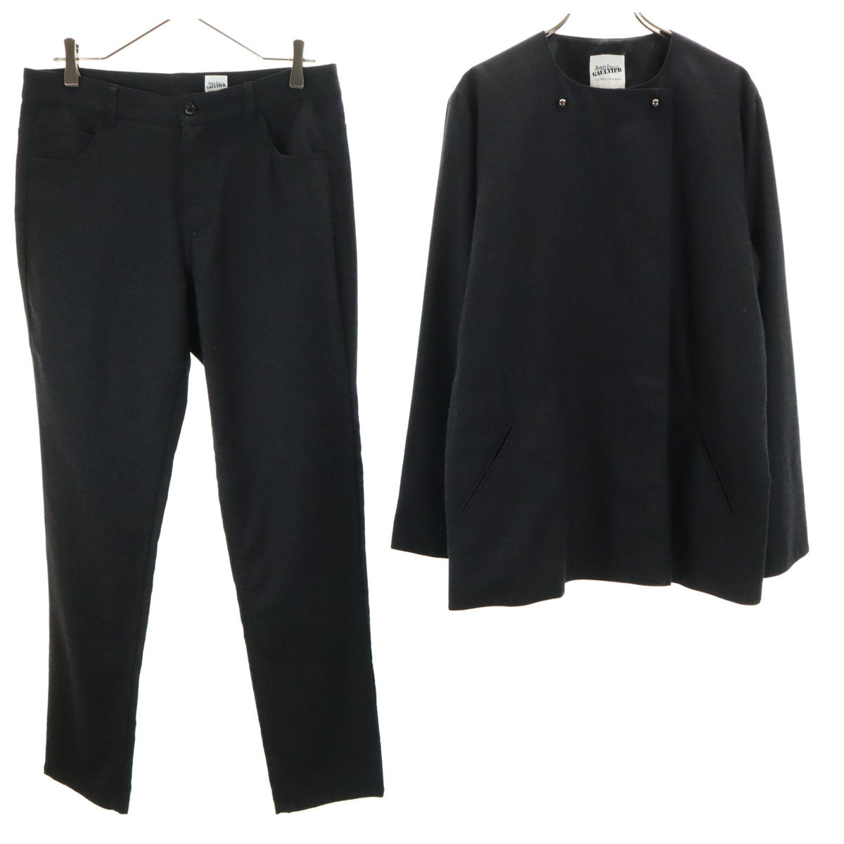 JEAN-PAUL GAULTIER ジャンポールゴルチエ ウールジャケット 上下 セットアップ 42 ブラック レディース