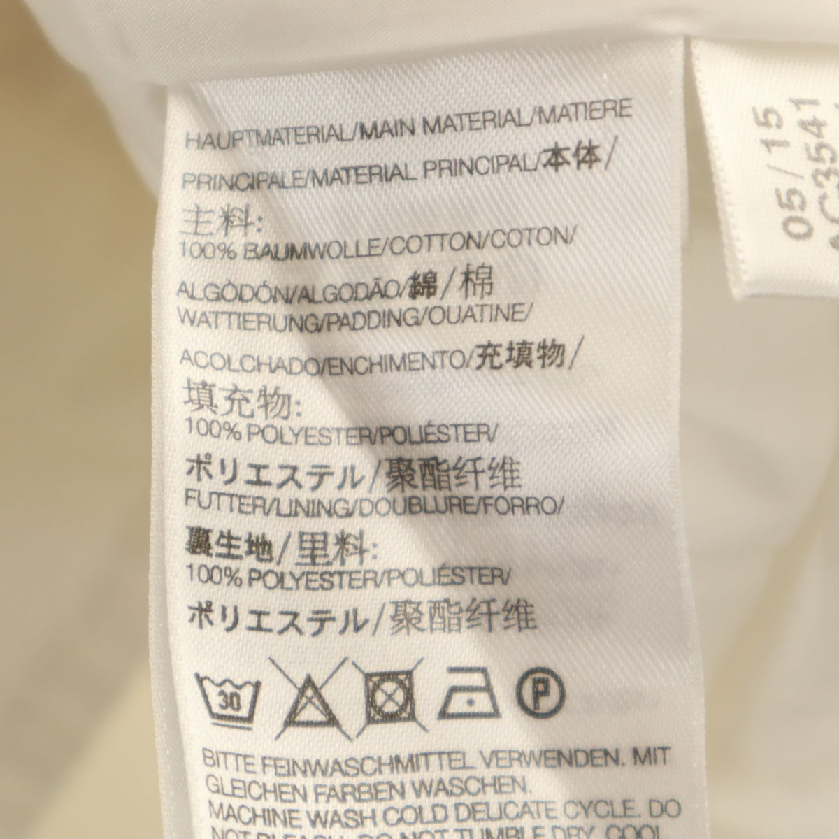 Y-3 ワイスリー 長袖 中綿 シャツ S ホワイト ヨウジヤマモト メンズ