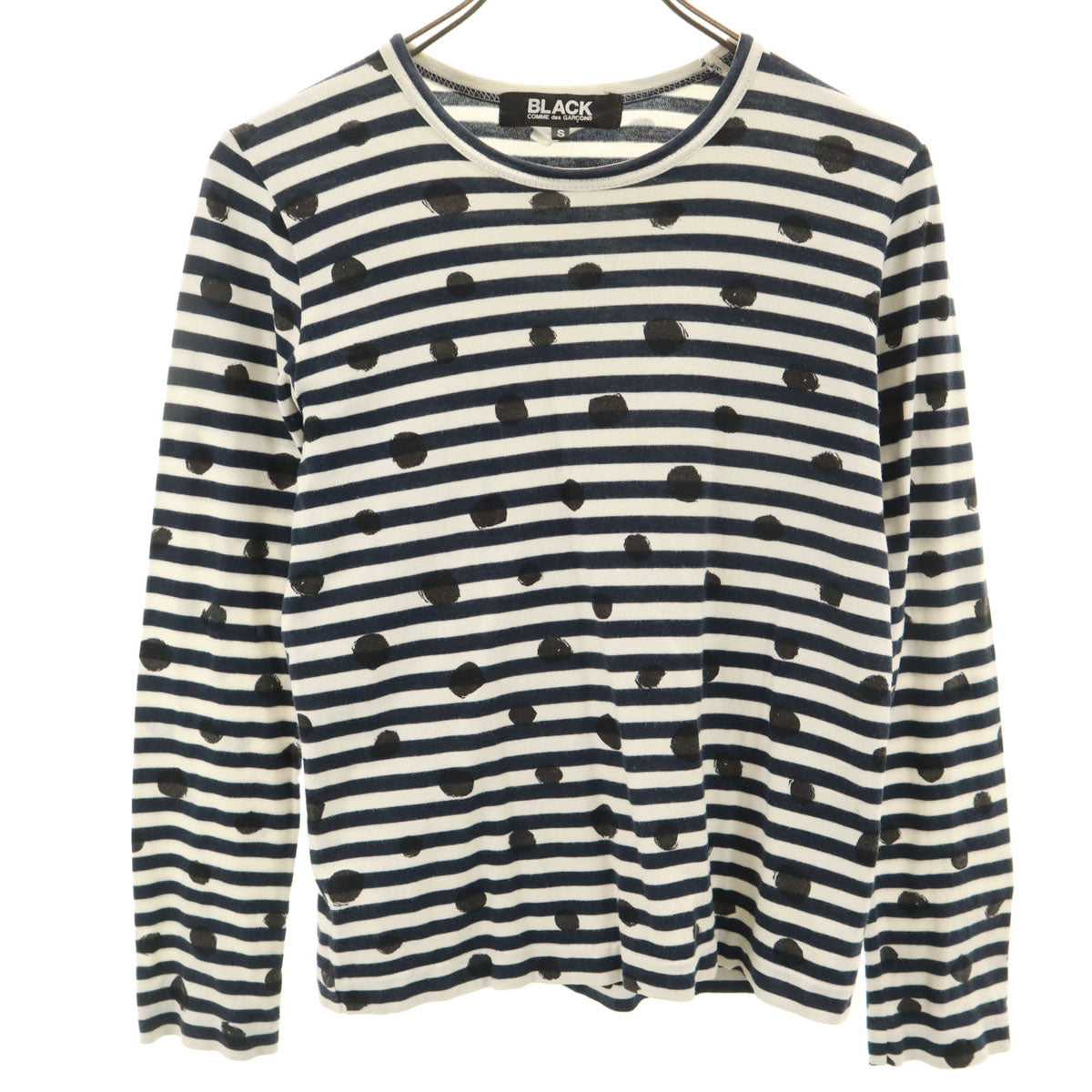BLACK COMME des GARCONS ブラックコムデギャルソン 2009年 00s 日本製 ボーダー柄 長袖 Tシャツ S ネイビー ロンT レディース