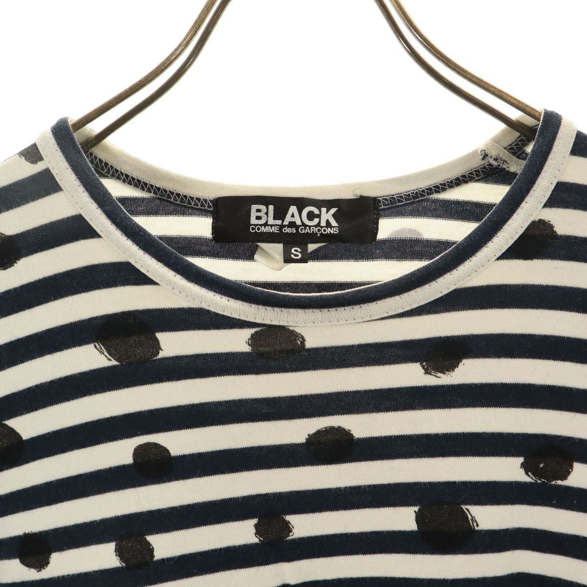 BLACK COMME des GARCONS ブラックコムデギャルソン 2009年 00s 日本製 ボーダー柄 長袖 Tシャツ S ネイビー ロンT レディース