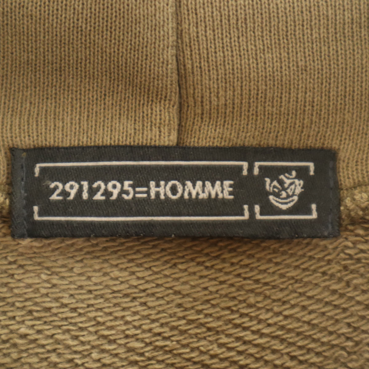 291295=HOMME ニーキューイチニーキューゴーオム 日本製 長袖 ブリーチ加工 スウェットパーカー カーキブラウン系 メンズ