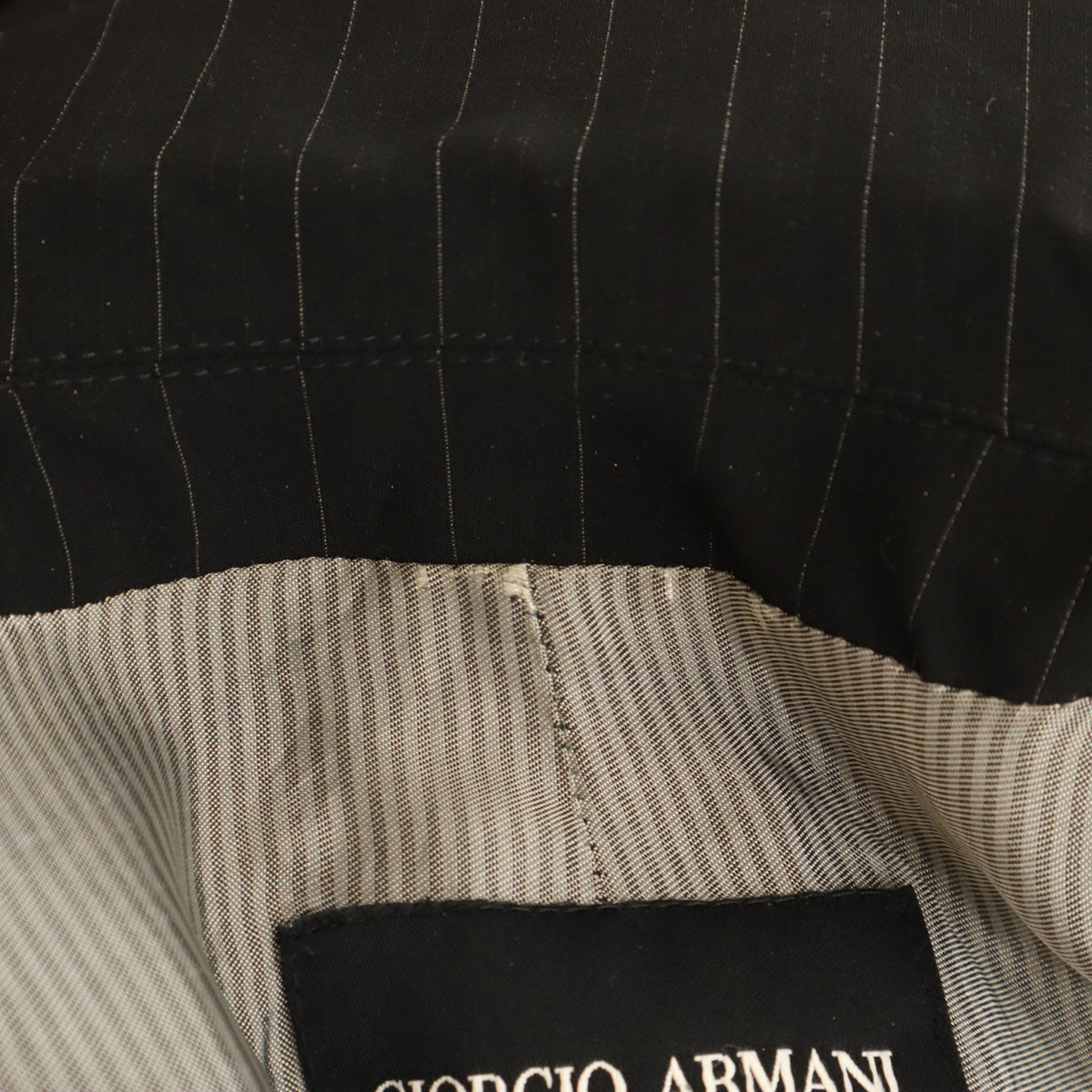 GIORGIO ARMANI ジョルジオアルマーニ イタリア製 ピンストライプ柄 テーラードジャケット 42 ブラック レディース