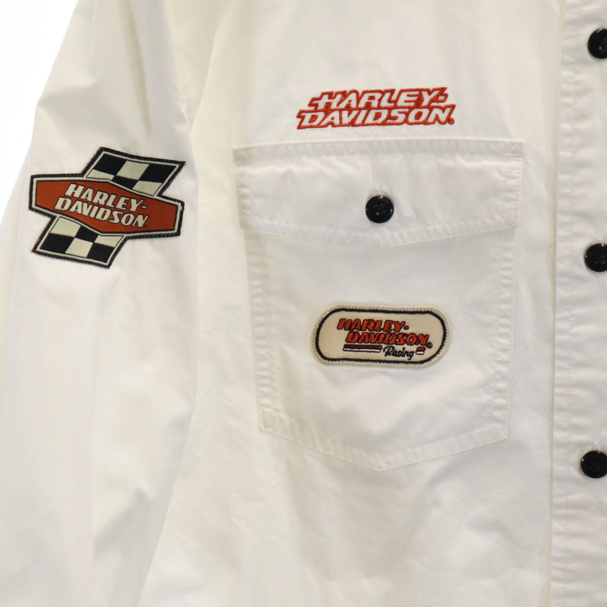 HARLEY DAVIDSON ハーレーダビッドソン バックロゴ 長袖 ボタンダウンシャツ S ホワイト メンズ