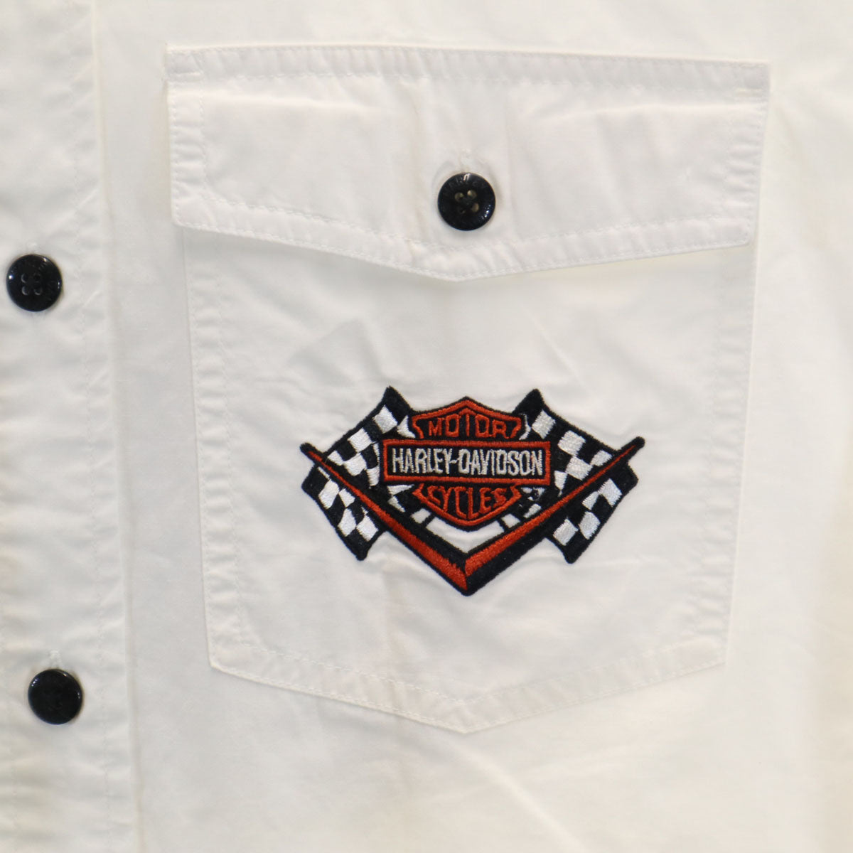 HARLEY DAVIDSON ハーレーダビッドソン バックロゴ 長袖 ボタンダウンシャツ S ホワイト メンズ