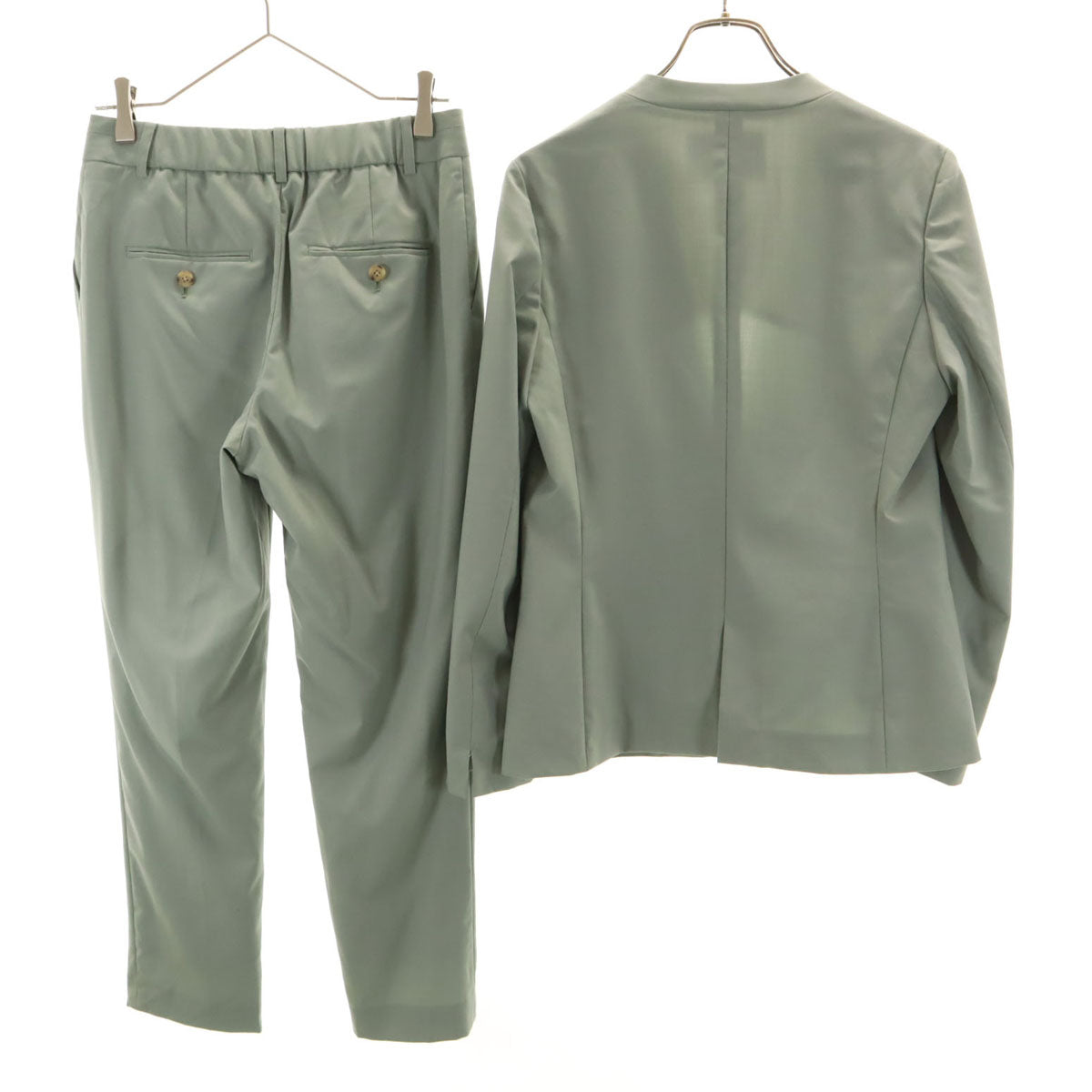 green label relaxing グリーンレーベルリラクシング ノーカラージャケット 上下 セットアップ 40 ミントグリーン レディース
