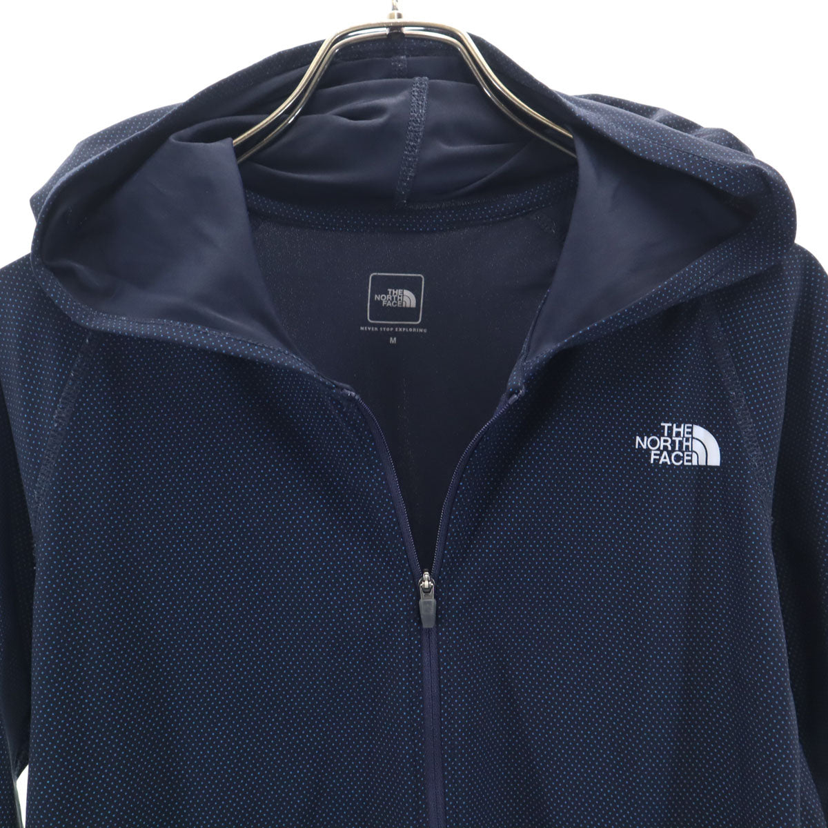 THE NORTH FACE ノースフェイス ドット柄 長袖 ジップパーカー M ネイビー NTW11543 アウトドア 水玉 レディース