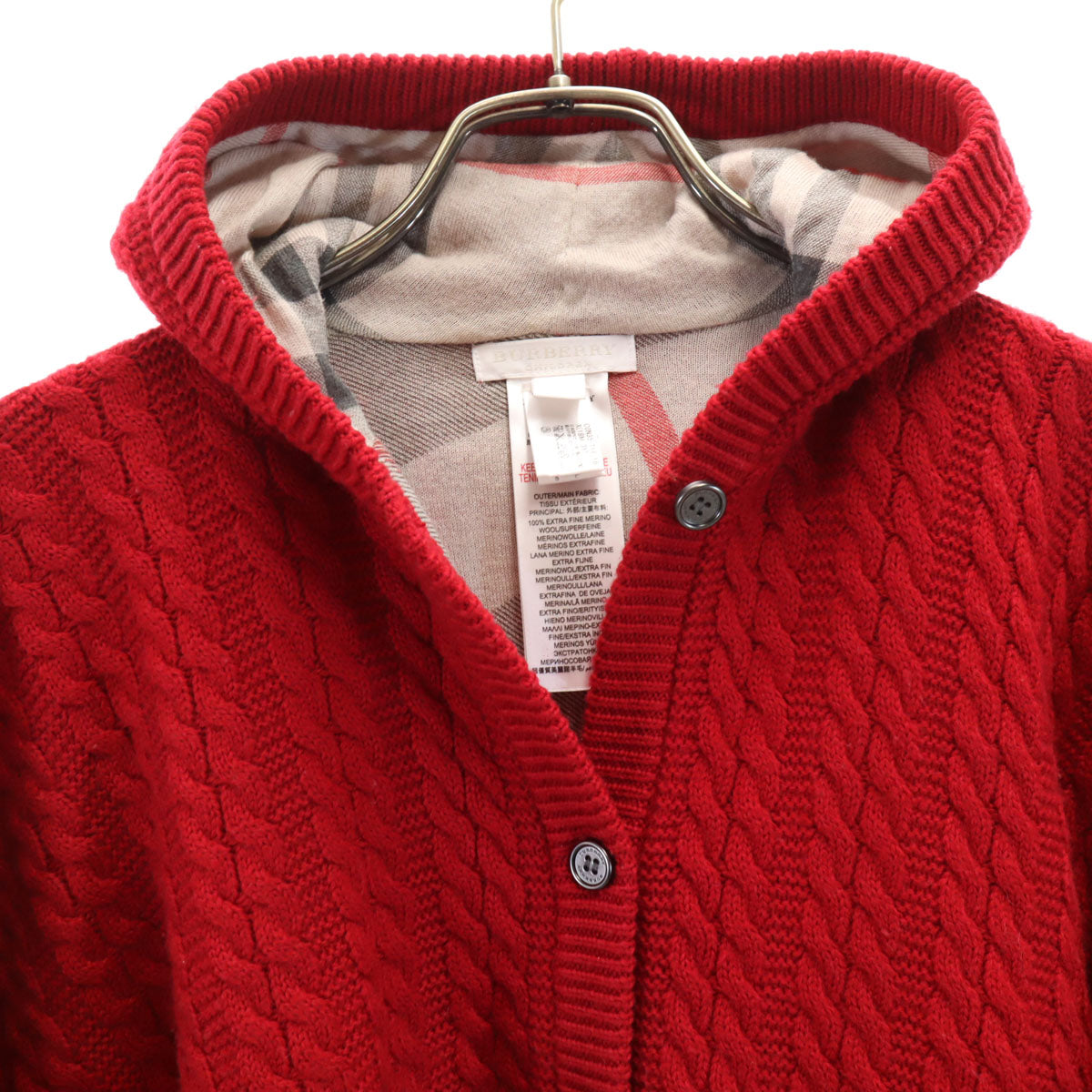 美品 BURBERRY CHILDREN バーバリー チルドレン ニット ポンチョ 18M-3Y レッド キッズ
