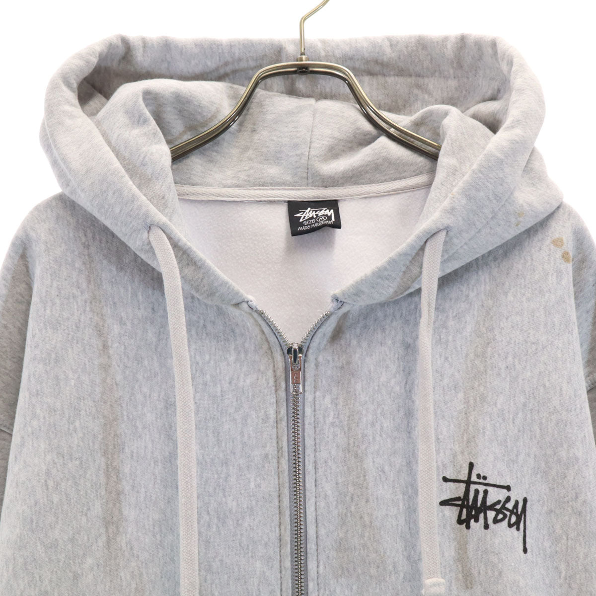 STUSSY ステューシー 長袖 スウェット ジップパーカー M グレー 裏起毛 メンズ