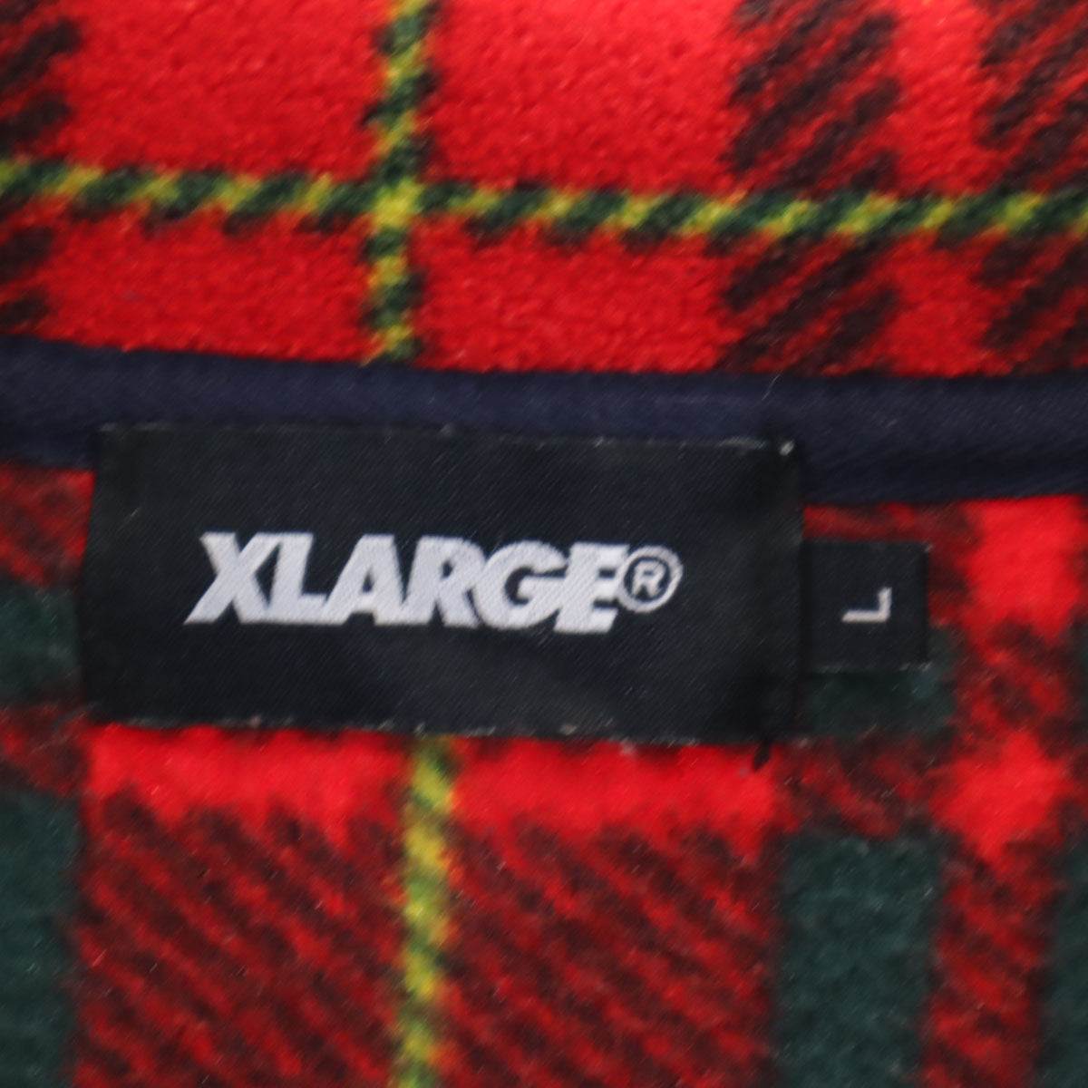 XLARGE エクストララージ チェック柄 フリースジャケット L 深緑 メンズ