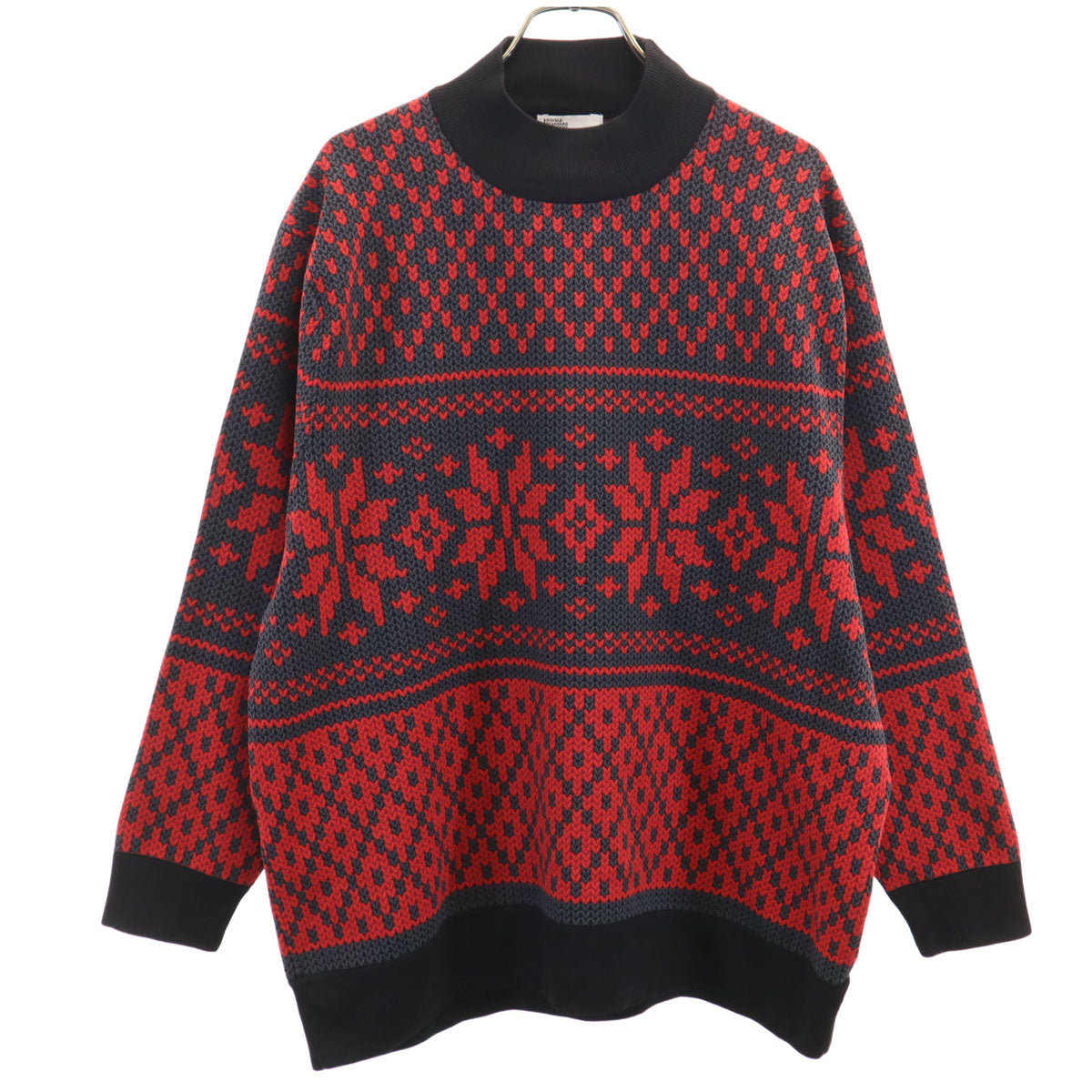 美品 DOUBLE STANDARD CLOTHING ダブルスタンダードクルージング ノルディック柄 長袖 ニット F チャコールグレー セーター レディース