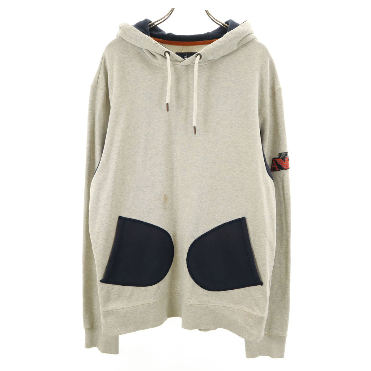 ARMANI JEANS アルマーニジーンズ 長袖 ダメージ加工 パーカー XL グレー メンズ