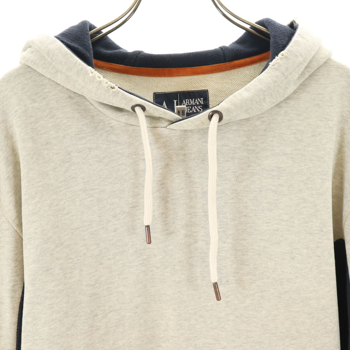 ARMANI JEANS アルマーニジーンズ 長袖 ダメージ加工 パーカー XL グレー メンズ