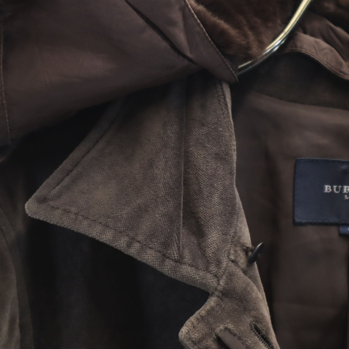 BURBERRY LONDON バーバリーロンドン ベロア ジャケット 40 ブラウン 三陽商会 ラビットファー付き レディース