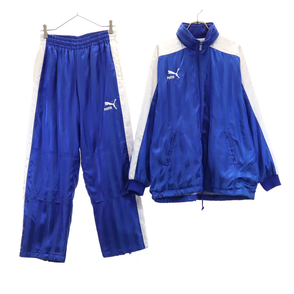 PUMA プーマ 90s オールド ヒットユニオン ストライプ柄 トレーニング ウインドブレーカー 上下 セットアップ S-M/S ブルー系 メンズ