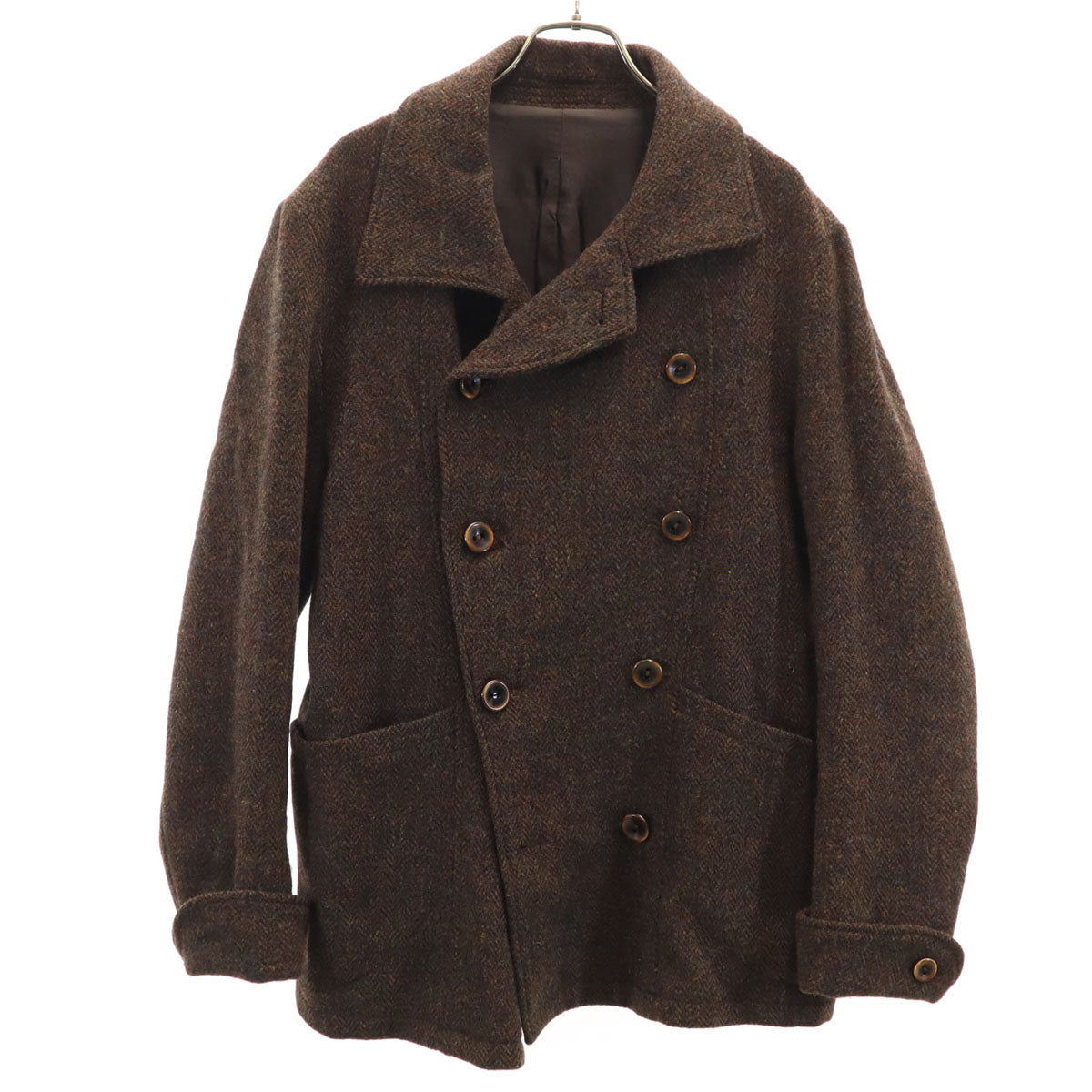 mean ミーン 日本製 ハリスツイード ピーコート 2 ブラウン Harris Tweed Pコート メンズ