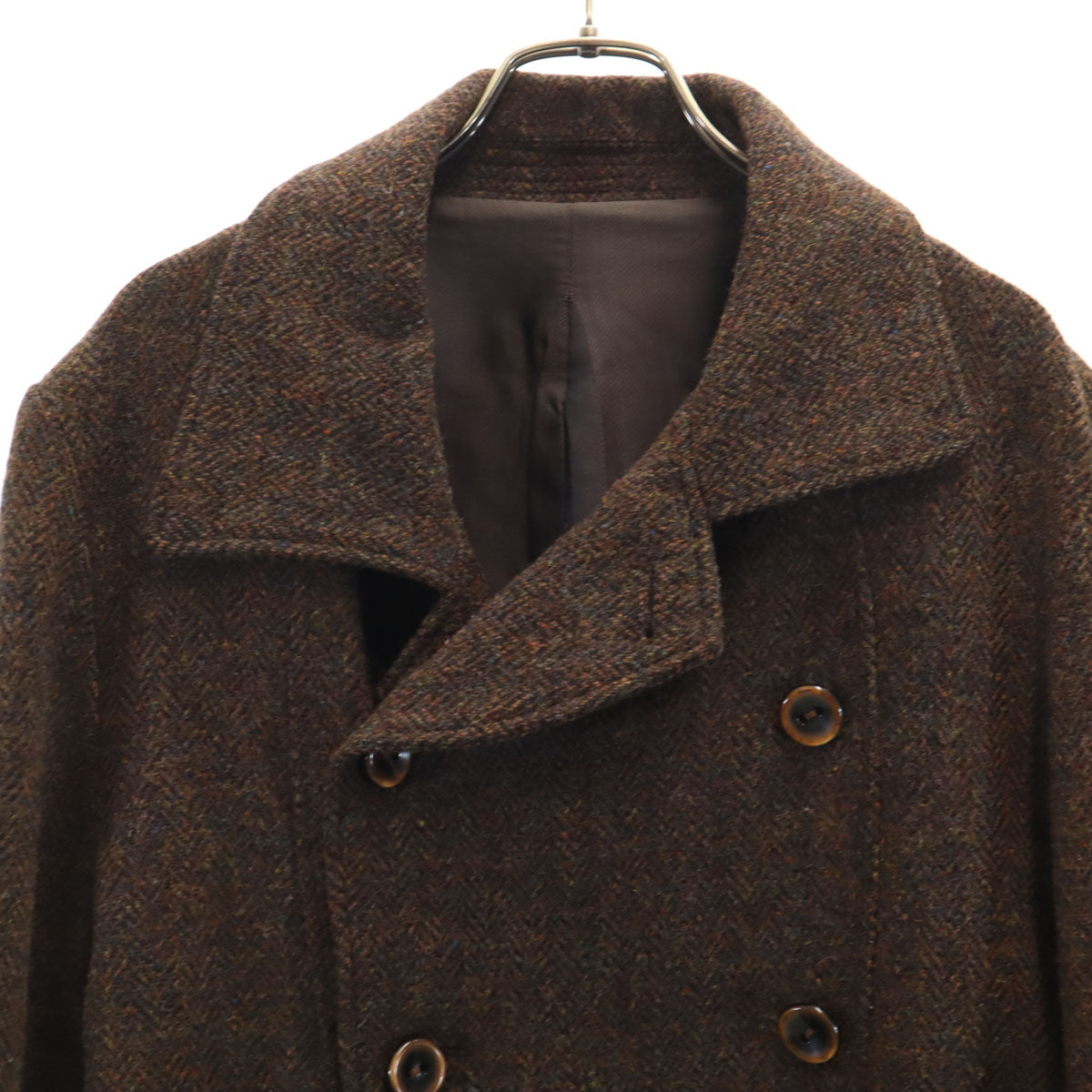 mean ミーン 日本製 ハリスツイード ピーコート 2 ブラウン Harris Tweed Pコート メンズ