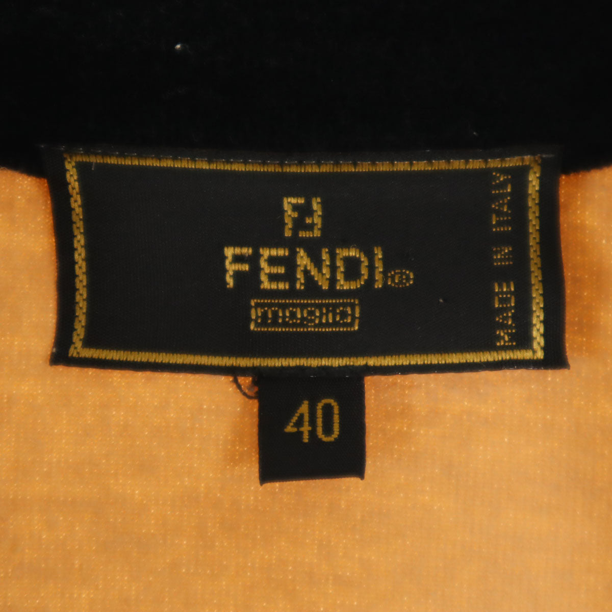 FENDI フェンディ 90s イタリア製 オールド バックプリント 長袖 ハーフジップ ベロア ポロシャツ 40 ブラウン メンズ