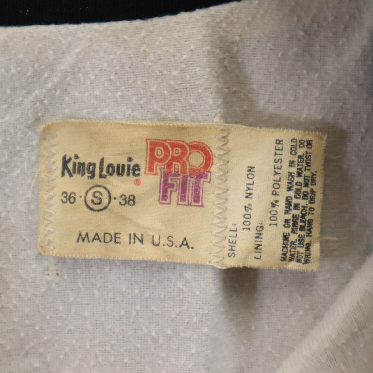 KING LOUIE キングルイ 70s 80s USA製 ヴィンテージ バッグ刺繍 JACK DANIELS PRO FIT ブルゾン S ブラック ジャケット メンズ