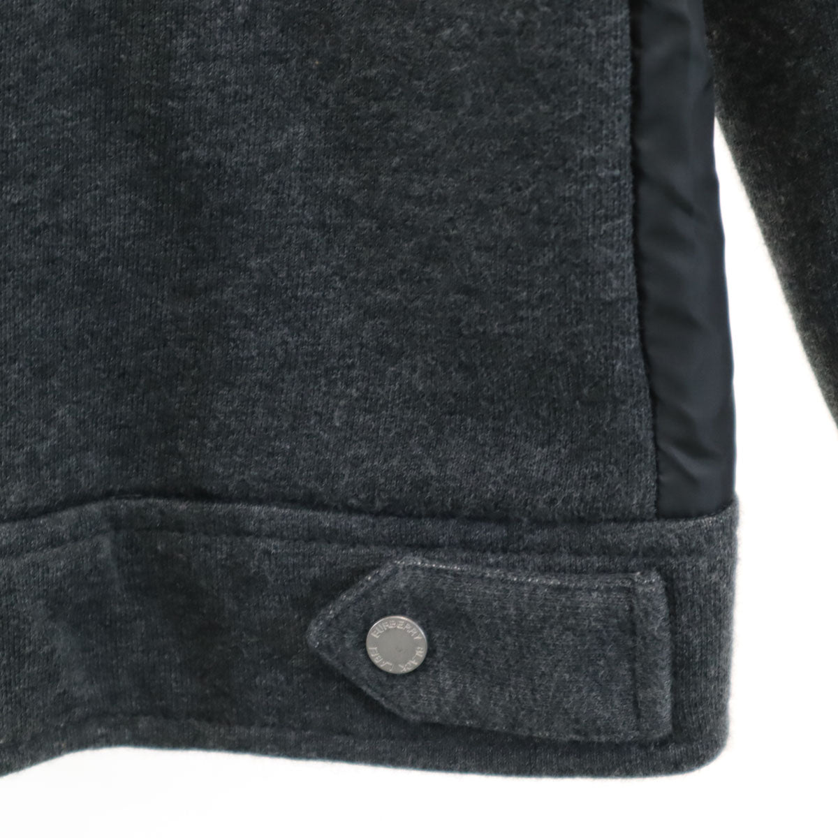 BURBERRY BLACK LABEL バーバリーブラックレーベル スウェット切替 シングルライダースジャケット 2 チャコールグレー 三陽商会 ブルゾン メンズ
